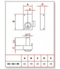 35 CERRADURA JIS SOBREP. 11X6 CUADRADILLO 8MM